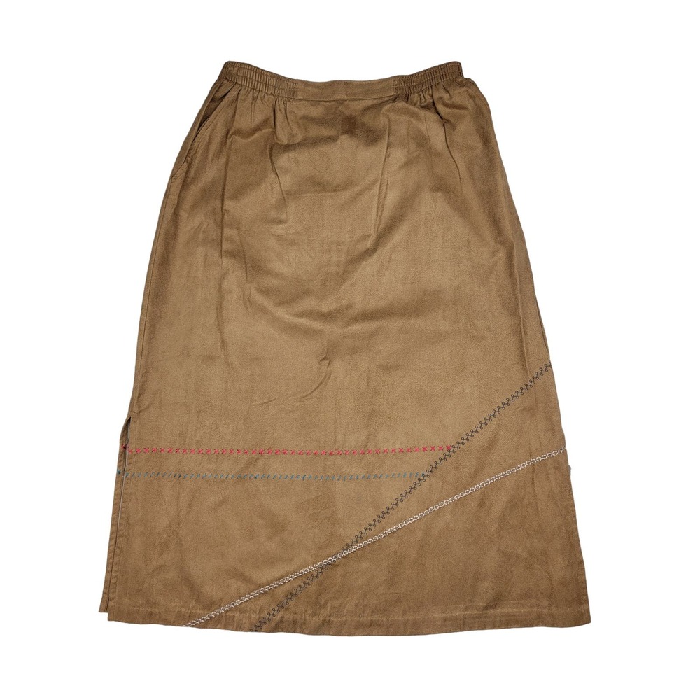 Koret Faux Suede Embroidered Ankle Length Women's Elastic‎ Waist Skirt Size: XL